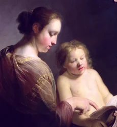 Die Jungfrau lehrt das Christkind lesen, ca. 1630 (Detail)